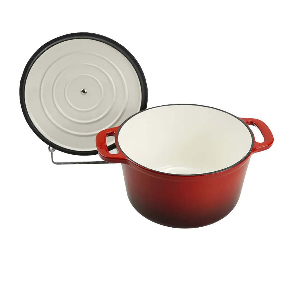 Small enamel cast iron Dutch oven pot with lid, suitable for bread baking/stewing/braising/ frying, applicable to various stoves and ovens