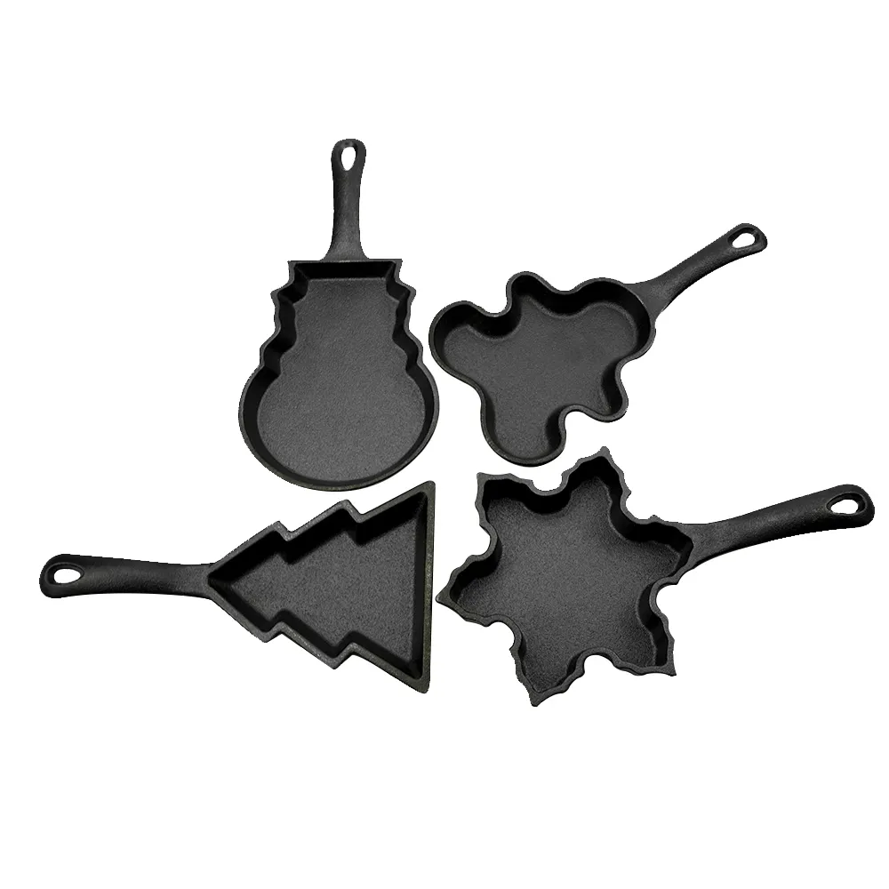 Cast-iron pancake pan, mini breakfast pan, Christmas gift - gingerbread man, Christmas tree, snowflake-shaped