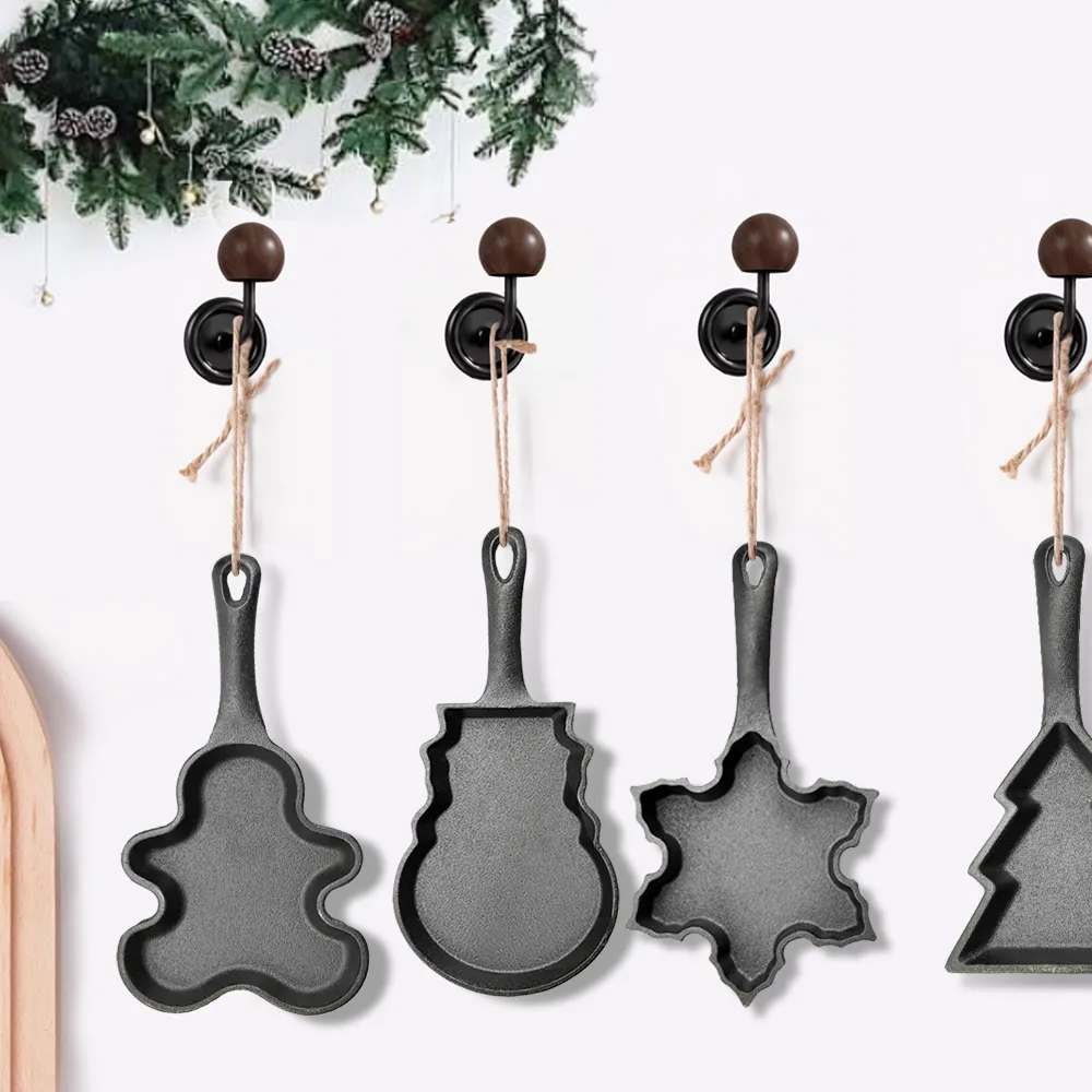 Cast-iron pancake pan, mini breakfast pan, Christmas gift - gingerbread man, Christmas tree, snowflake-shaped