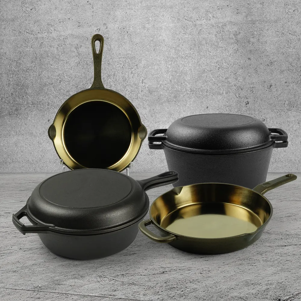 Polished cast iron frying pan, soup pot, dual-purpose pot