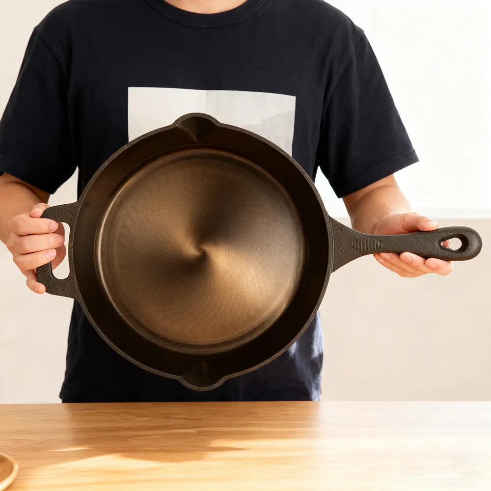 Polished cast iron frying pan, soup pot, dual-purpose pot