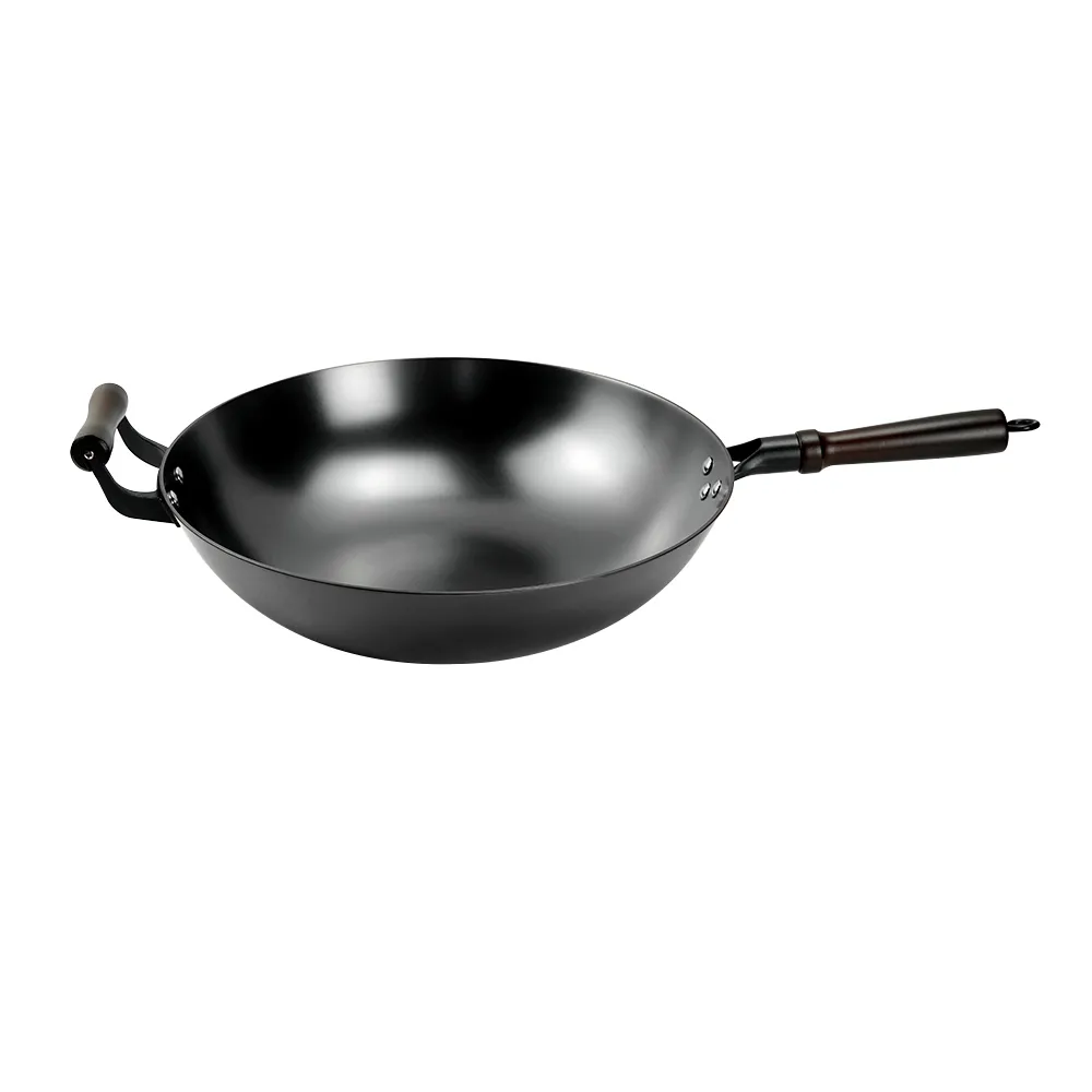 Nitrided cast iron wok - round bottom