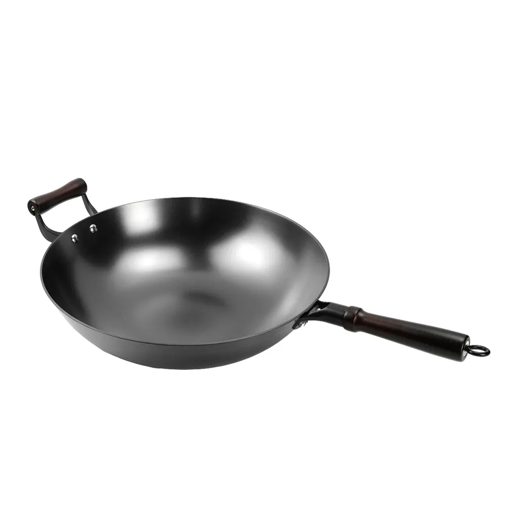 Nitrided cast iron wok - round bottom