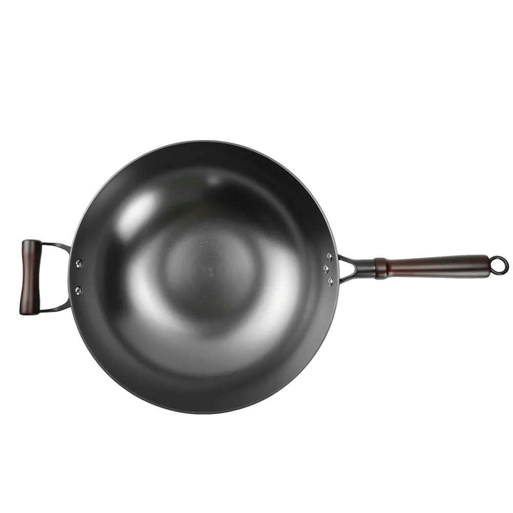 Nitrided cast iron wok - round bottom