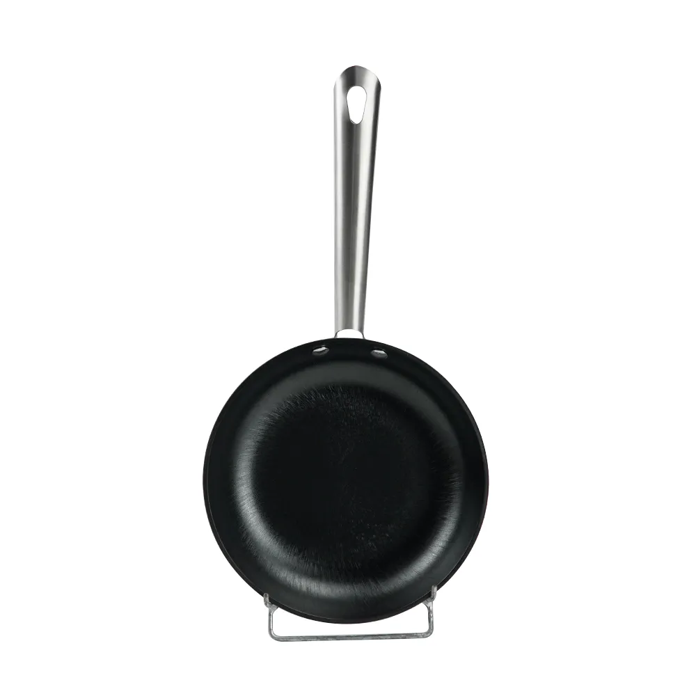 Colored enamel cast iron frying pan with stainless steel handle - blue