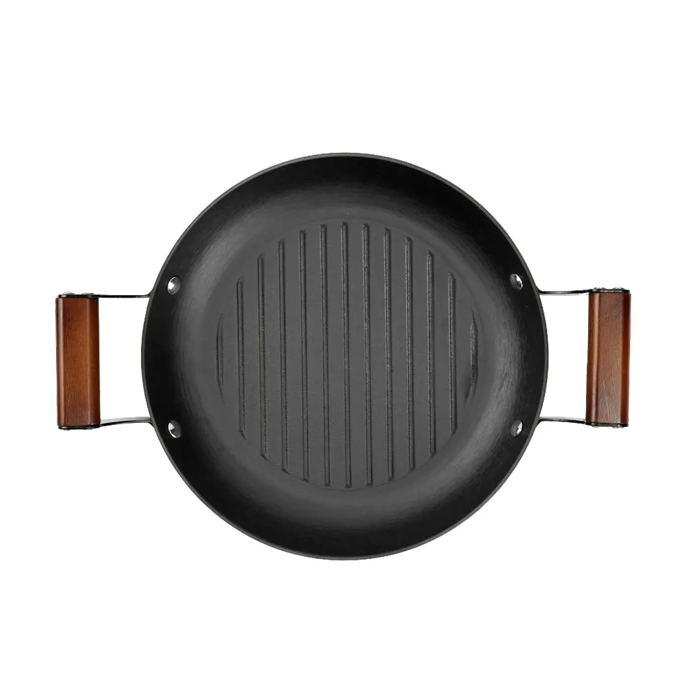 Colored enamel cast iron double-handle frying pan