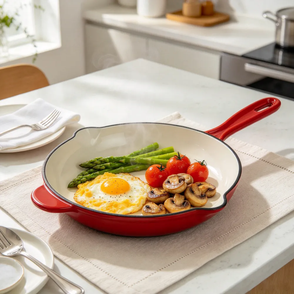 26 cm round frying pan with spout pre-treated non-stick surface kitchen tools and cookware