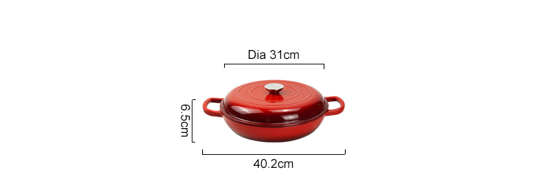 Cast Iron Enamel Dutch Oven Non Stick Casserole Dish Large 30cm Pot for Kitchen Cooking