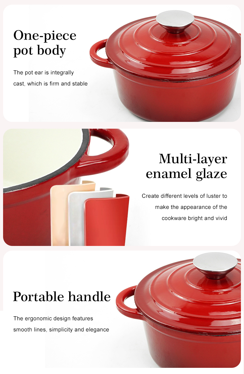 Custom colorsd non-stick bread potato enamel cooking dutch oven cast iron cookware casserole