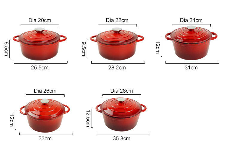 Custom colorsd non-stick bread potato enamel cooking dutch oven cast iron cookware casserole