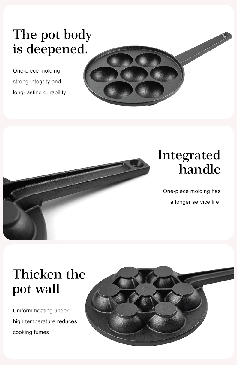 Cast Iron Frying Pan with Long Handle Egg Roll Pancheap Frying Pan Breakfast Pan