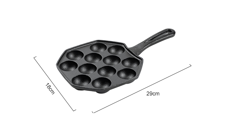 12-hole baking tray, cast iron non-stick cooking tray, pancake tray, octopus ball baking machine, suitable for quail eggs, octopus, black non-stick frying pan