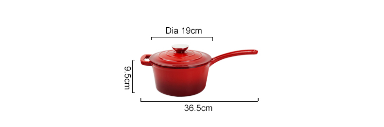 Enamel cast iron frying pan with lid for making pasta sauce, soup and milk