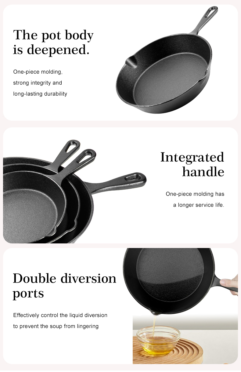 Cast Iron Pan Frying Pan Indoor Outdoor Cookware Non Stick Coating Induction Skillet Dish