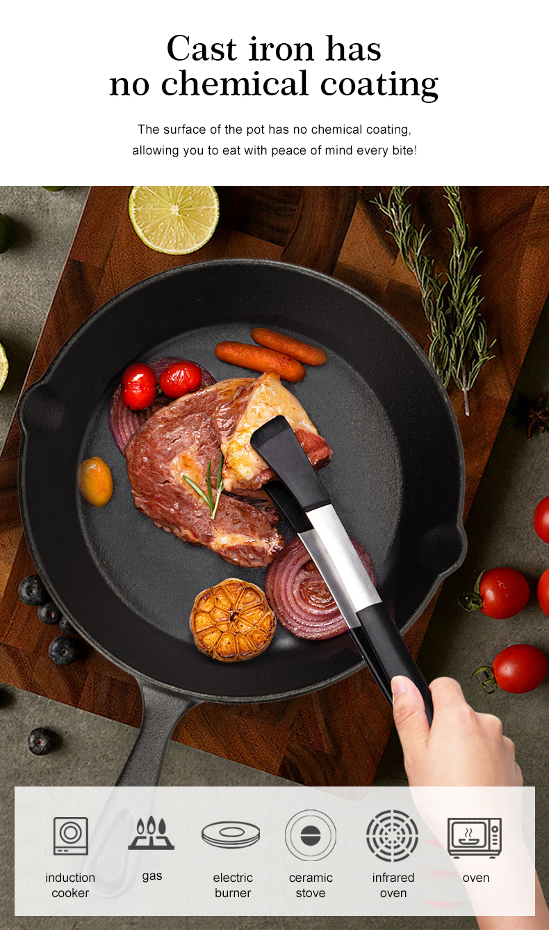 Cast Iron Pan Frying Pan Indoor Outdoor Cookware Non Stick Coating Induction Skillet Dish