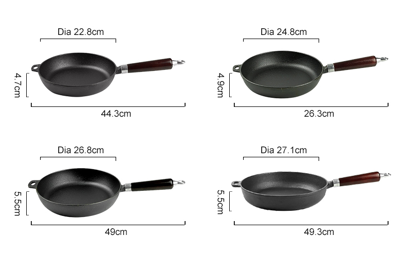 Uncoated iron frying pan, household non-stick gas stove, induction cooker special frying pan for eggs and steaks