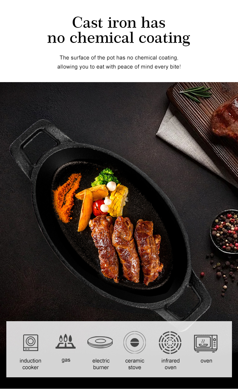 Mini cast iron frying pan, small oval frying pan, cast iron cookware set
