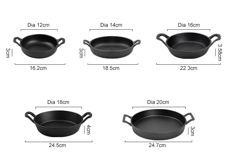 Mini cast iron frying pan and cast iron flat pan are suitable for kitchen, indoor and outdoor picnics