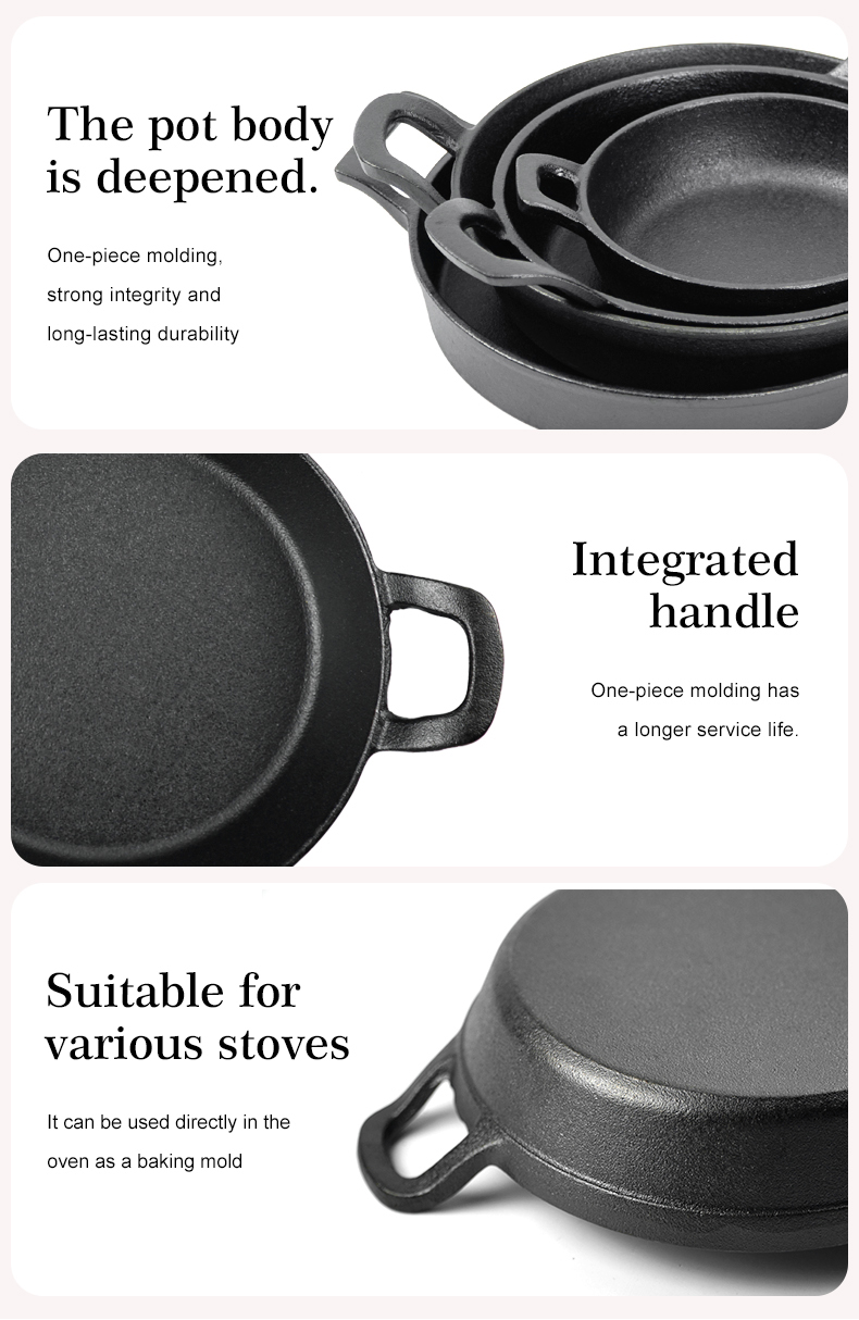 Mini cast iron frying pan and cast iron flat pan are suitable for kitchen, indoor and outdoor picnics