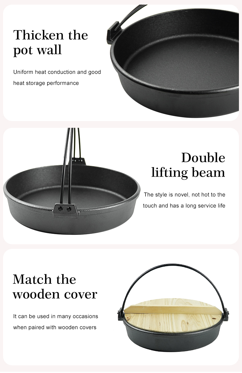 Japanese cast iron cookware, sukiyaki pot and ramen pot