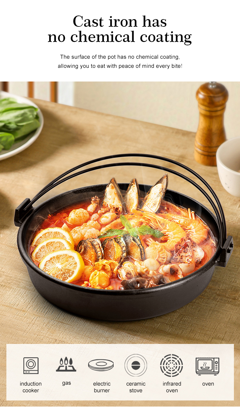 Japanese cast iron cookware, sukiyaki pot and ramen pot
