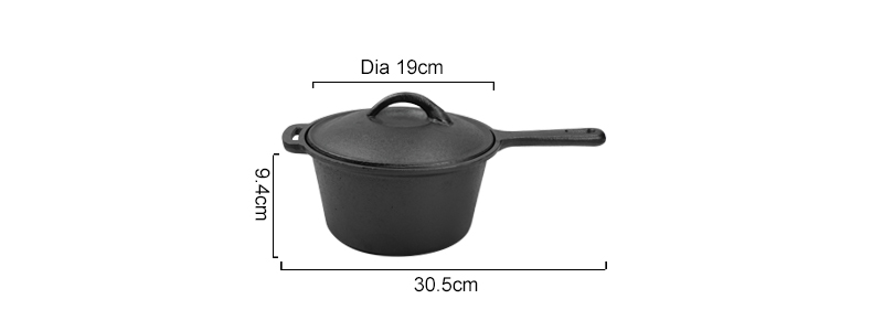 Cast iron stew pot, Dutch pot with lid and ring-shaped handle, camping cookware and flat pot suitable for both indoor and outdoor use