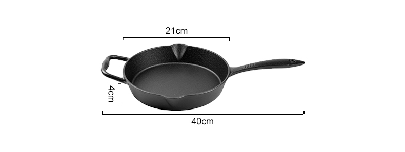 Cast iron frying pan with perforated handle,cast iron cookware with pouring port,convenient for indoor/outdoor use,stove/barbecue/oven/bonfire