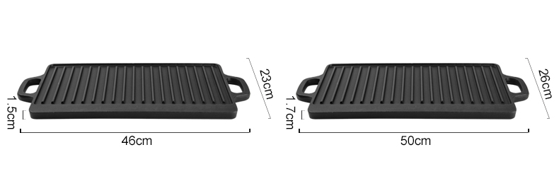 2-in-1 double-sided cast iron baking pan with handle, pre-treated non-stick pan, suitable for gas stoves, ovens and open flames.