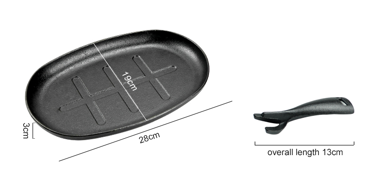 Cast iron frying pan set with wooden base, anti-scalding protection and detachable handle, suitable for restaurant kitchens, cooking accessories, barbecue parties