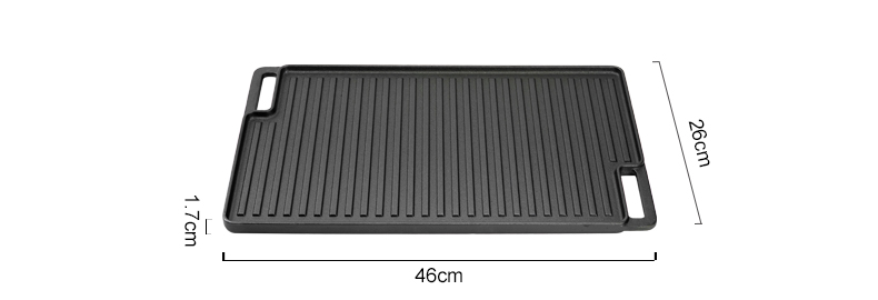 Double-sided cast iron grill/grill tray, pre-treated cooking surface - smooth and ribbed - suitable for stoves, barbecues or bonfires