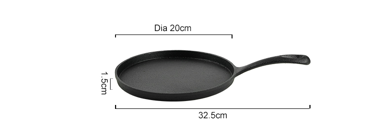Pre-treated cast iron pizza pan round frying pan, suitable for pizza, crepe and pancakes