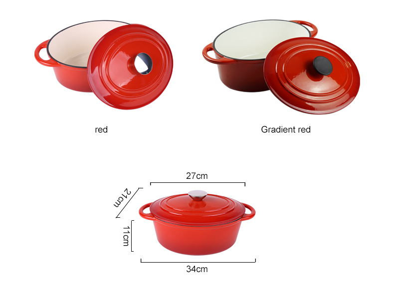 Non-Stick Cast Iron Casserole Red Enamel Non Stick Soup Pot Cast Iron Dutch Oven