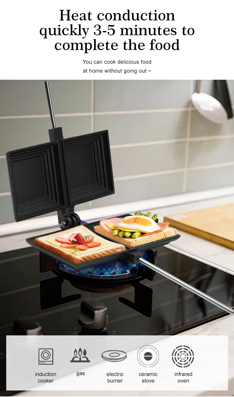 Cast iron pre-treatment cast iron bonfire sandwich machine portable camping pot
