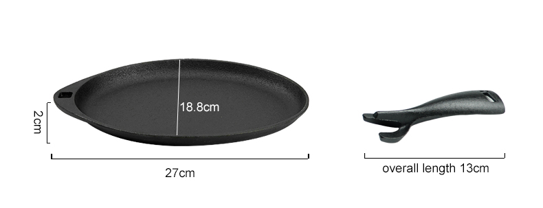 Cast iron Fajita plate set, steak plate hot pot with wooden base and gripper, suitable for home restaurant kitchen cooking