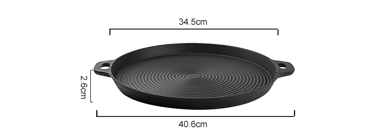 Cast iron baking tray, round cast iron frying pan, double-sided double-handle ribbed frying pan, outdoor cookware, cast iron grill