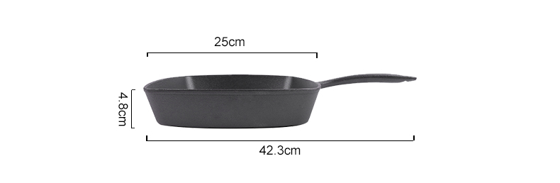 Pre-treated cast iron square baking pan with diversion port, steak pan breakfast frying pan for steaks and hamburgers