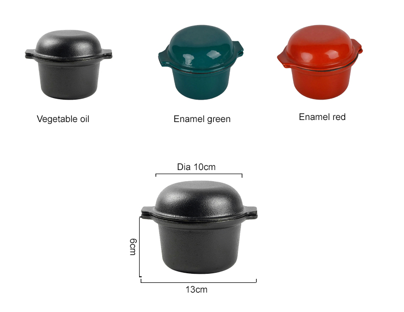 Pre-treated cast iron mini Dutch pot, black small with lid, durable cast iron cookware, suitable for stewing, soups and baking, oven