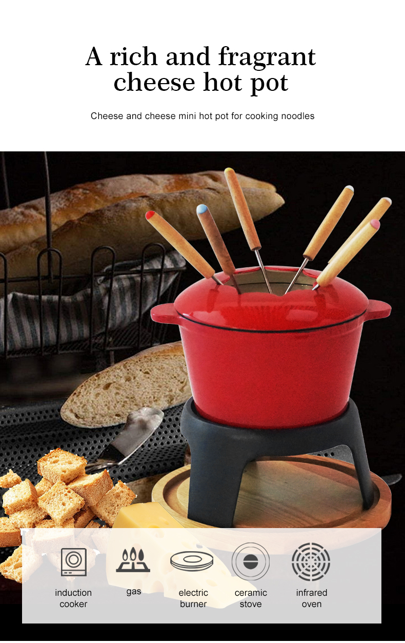 The cast iron cheese hot pot set is suitable for chocolate hot pot, Swiss-style camping and outdoor hot pot