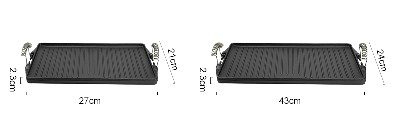 Double-sided cast iron grill/baking tray pre-treated cooking surface - smooth and ribbed - suitable for stoves, barbecues or bonfires