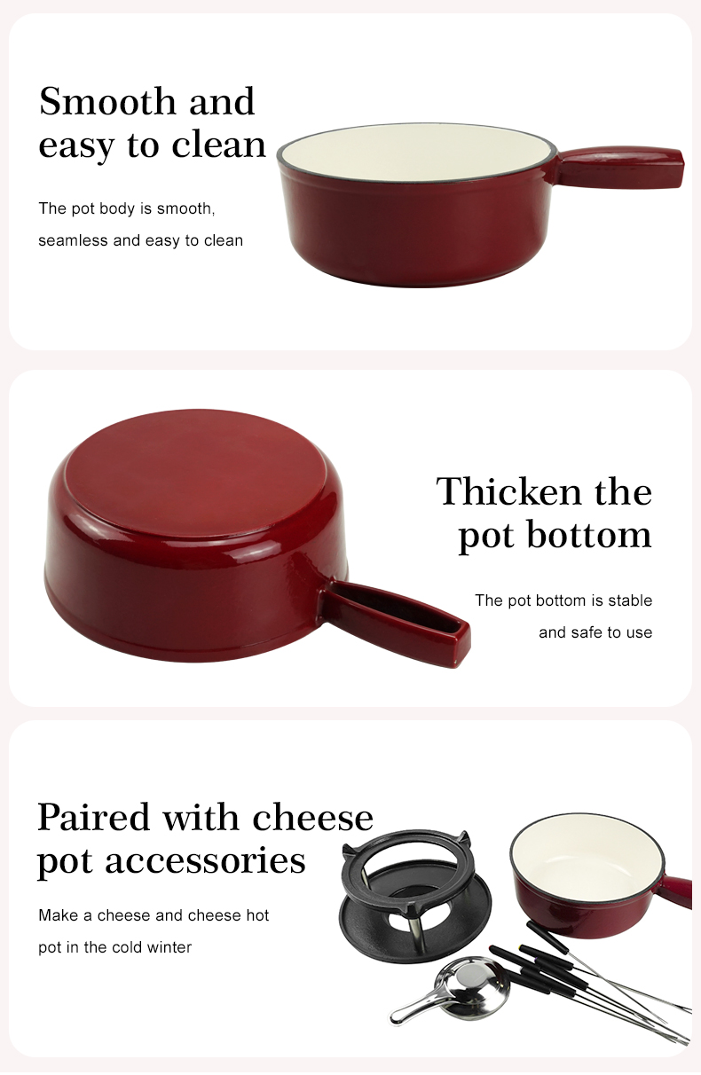 Cast iron hot pot set - Swiss traditional cheese and chocolate hot pot - perfect for melting cheese, chocolate, caramel, etc