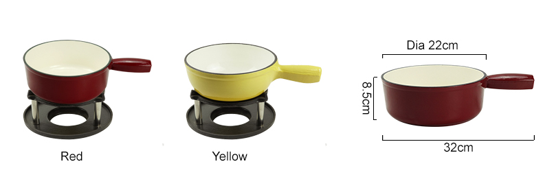Cast iron hot pot set - Swiss traditional cheese and chocolate hot pot - perfect for melting cheese, chocolate, caramel, etc