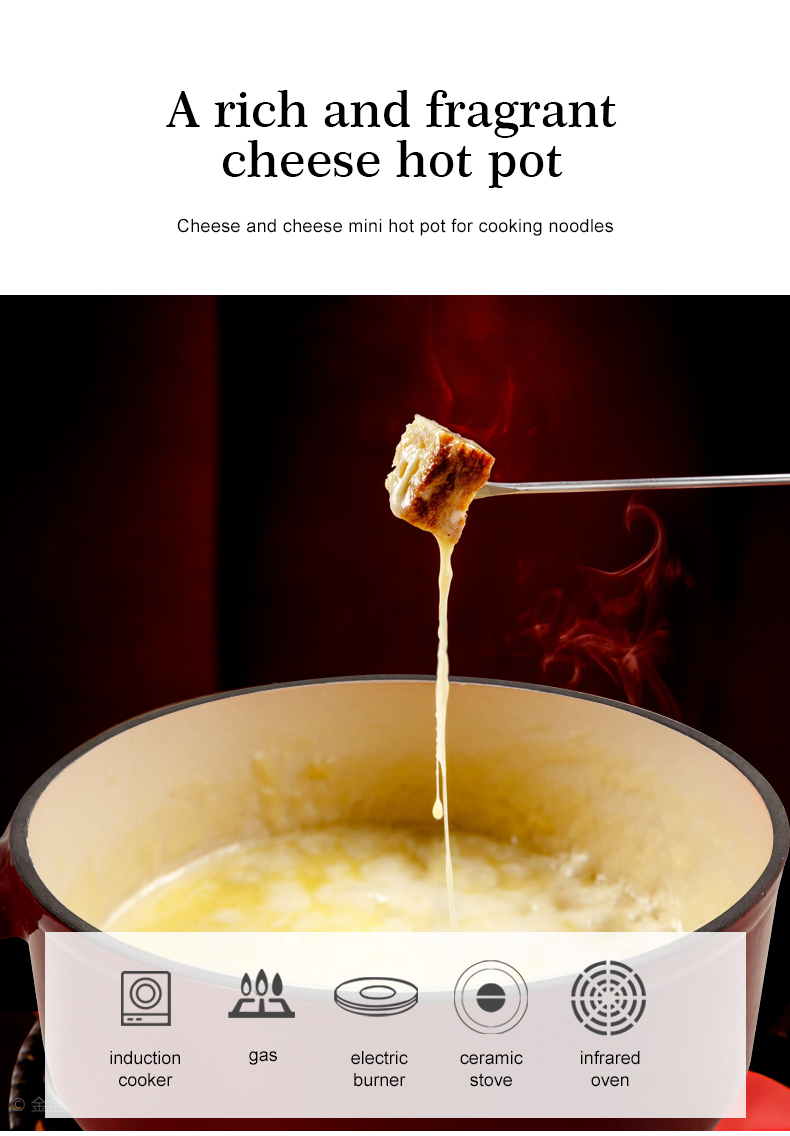 Cast iron hot pot set - Swiss traditional cheese and chocolate hot pot - perfect for melting cheese, chocolate, caramel, etc