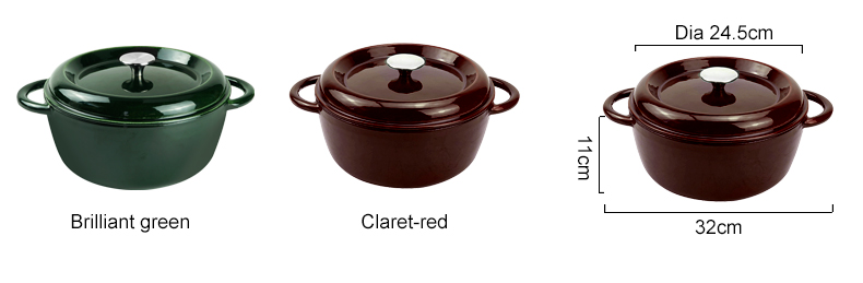 Enamel cast iron Dutch pot with lid, apple-shaped, double handle, a gift for family or friends