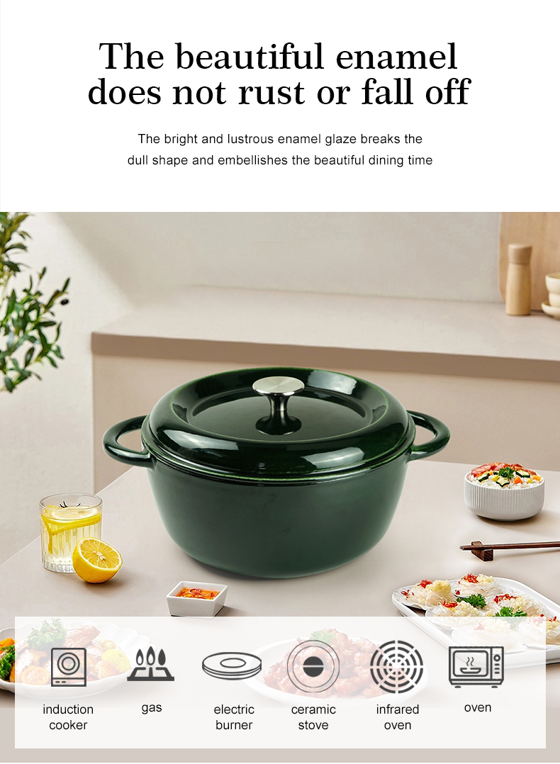 Enamel cast iron Dutch pot with lid, apple-shaped, double handle, a gift for family or friends