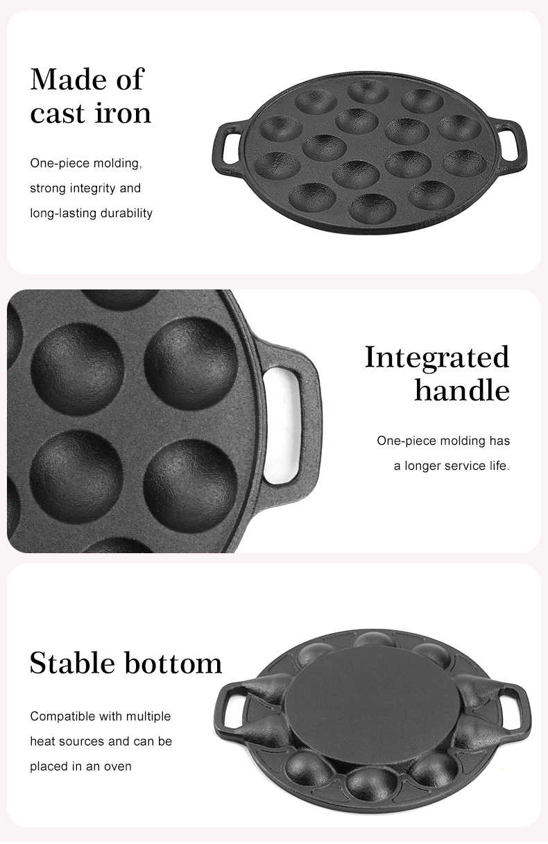 Takoyaki 15-hole flat pan mold, takoyaki making frying pan, takoyaki pancake baking tray