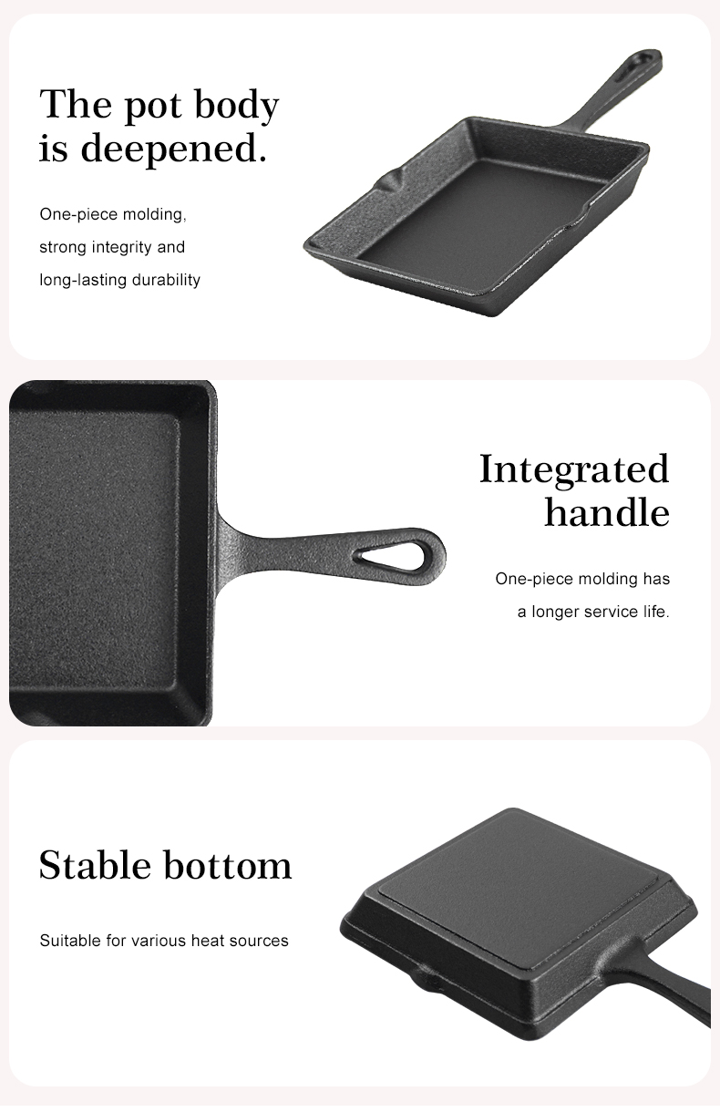 Hot oil small pan, mini cast iron egg frying pan, flat pan, small iron pan for pouring oil