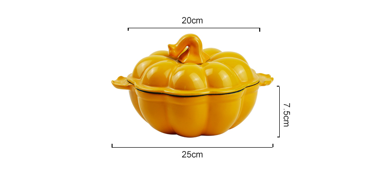 Enamel cast iron pumpkin Dutch pot with lid, cooking pot, casserole, orange - decorative gift