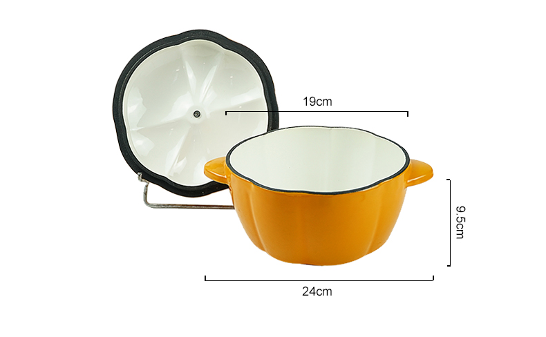 Dutch pot with lid, enamel cast iron cooking non-stick pumpkin-shaped stew pot, Halloween and Thanksgiving decorative pot gift (orange)