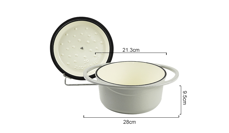 Dutch oven cast iron casserole 21 cm round colored enamel enamel pot (gray)