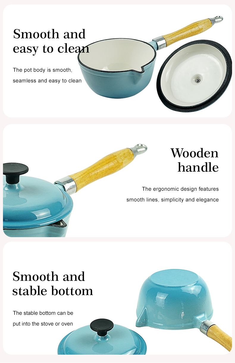Enamel cast iron stew pot, covered small milk pot, mini Dutch oven, for cooking sauces, meat juices, puddings and marinades